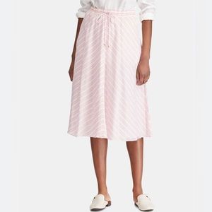 NWT RALPH LAUREN Womens Pink Striped Midi Skirt‎ 8